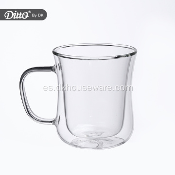 Taza de vidrio de doble pared de borosilicato alto de café clásico